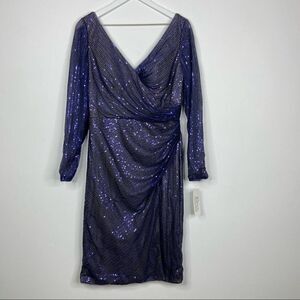 Rene Ruiz NWT Navy Sequin Formal Cocktail Wedding Dress Size 10